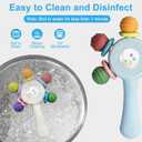 2PCS Baby Sensory Teething Toys-Rattle Stick,Food Grade BPA Free Chew Toy,Grip Strengthening Handle for Hearing Teeth Development,Infant Learning Toys for Aged 0-36 Months (Pink+Blue)