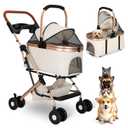 Dog Stroller for Small & Medium Dogs & Cats, Foldable Pet Stroller Wagon Carries Up to 44 lbs, Dog Wagon with Storage Basket and Cup Holders, Plus a Removable Portable Pet Carrier