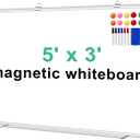 H-Qprobd White Board Dry Erase Boards for Wall 5' x 3' Magnetic Whiteboard - 60"x36" Aluminum Presentation Large Whiteboard with Long Pen Tray, 6 Markers, 2 Erasers &12 Magnets