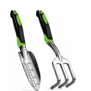 Gardening Hand Tool Set 2 Pack - MDSXO Heavy Duty Gardening Kit with Non-Slip Soft Ergonomic Handle, Great Garden Gift for Women Men[Stainless Steel]
