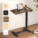 Overbed Bedside Table with Wheels, Electric Standing Desk Adjustable Height, Small Computer Desk for Home Office, Rolling Laptop Desk for Bed, Sofa, or Hospital Use (28"x16",Dark Walnut)