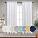 Solid White Curtains 63 Inch Length for Windows Pair Rod Pocket Soft Linen Drapery Panel Semi Sheer Neutral Cotton Canvas Look Translucent Curtain for Bedroom Dining Room Country Cottage Decor 63 Long (52"W x 63"L (Pack of 2))
