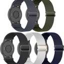 5 Pack Nylon Watch Bands Compatible with Garmin Venu 3S/Venu 4(41mm)/2S/Forerunner 265S 42mm,18mm Soft Stretchy Sport Strap for Garmin Vivoactive 4S 40mm/Forerunner 255S 41mm Women Men (black/white/blue grey/deep blue/army green)