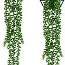 GREENTIME 2 Pack Wall Decor Hanging Planter with Fake Succulent Plants Artificial Ivy Vine Black Diamond Metal Hanging Vase Boho Faux String of Pearls for Teacher Appreciation Living Room Bathroom