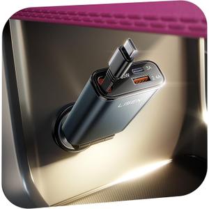 LISEN Retractable Car Charger USB C, [Upgraded 72W Max] Car Accessories for F150/Jeep Gadgets Gifts for Men Women, Valentine Gifts for Men Him Her Car Charger for iPhone/Android Truck RV Electronics