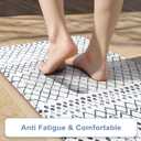 KIMODE Kitchen Mats 2PCS Cushioned Anti Fatigue Boho Kitchen Rugs and Mats Non Slip Waterproof Kitchen Mats for Floor Comfort Foam Standing Desk Mat for Home Office Sink Blue White Laundry Room Decor