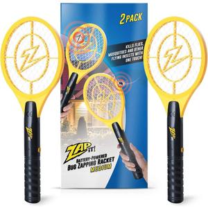 Zap It Bug Zapper Battery Powered (2xAA Included) Bug Zapper Racket, 3,500 Volt, 2 Pack (Medium)