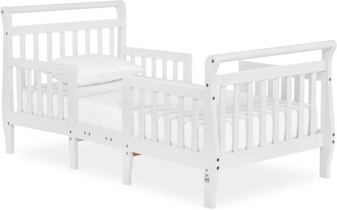 Dream On Me Emma 3-in-1 Wooden Toddler Bed, GREENGUARD Gold, White, Crib,  56 L x 29 W x 28 H