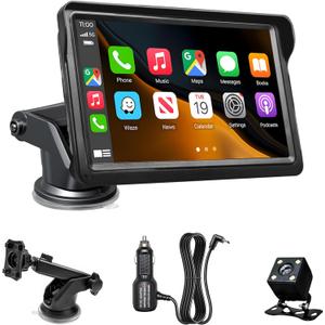 7" Wireless Carplay Screen for Car, for Apple CarPlay & Android Auto, Touch Screen Wireless Car Play Mirror Link with Backup Camera, GPS, Voice Control Carplay Car Stereo