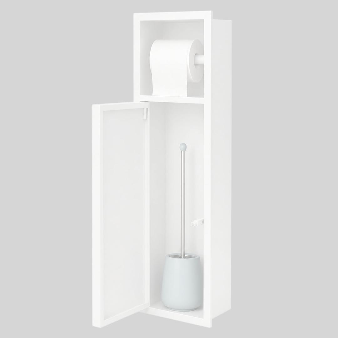 Recessed Toilet Paper Holder with Storage, 304 Stainless Steel, 25"x6"