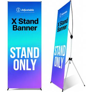Adjustable X Banner Stand 24"x63" to 30"x72" 1 PACK ,Reinforced One Piece Top Bar, Portable Aluminum X Frame Display with Carry Bag for Trade Shows & Events (STAND ONLY)