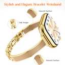 Mosonio Slim Designer Bracelet Bands for Apple Watch Women, Elegant Thin Dressy Metal Band with Embedded Silicone Accents Compatible with Apple Watch Ultra / Series 11 10 9 8 7 6 5 4 SE 3 2 1, Easy-Adjust Link Fancy Strap for iWatch 49mm 46mm 45mm 44mm 42mm 41mm 40mm 38mm (Sizes vary by model)