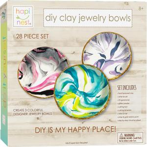 Hapinest Make Your Own Clay Jewelry Dish Craft Kit for Girls for Girls Ages 8 9 10 11 12-14 Years Old & Up (Colorful Swirl)
