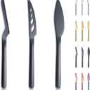 2 x Kyraton Black Cheese Knife Set of 3, Ergonomic Design Titanium Black Plated Cheese Slicer, Butter Knife Spreader, Cheese Cutter, Cheese Knives for All Type of Cheese