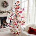 Christmas Pink Flamingo Ornaments for Christmas Tree Flamingo Tree Topper 9Pcs for Xmas Tree Top Decoration Indoor Outdoor Home Decor Holiday Party