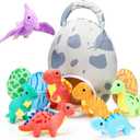 Zhanmai 11 Pcs Easter Dinosaur Stuffed Animal Small Dino Plush Toy and Egg Bag Set Cute Stuffed Dinosaur Animals Plush Toys Soft Stuff Animals for Birthday Dino Themed Party(Classic)