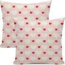 Pink White Love Heart Pillow Covers 18x18 Inch Set of 2, Valentine's Day Outdoor Decorative Cute Lover Hearts Throw Pillows Red Heart Couch Cushion Case for Chair Sofa Bedroom Living Room Decor