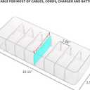 Yesesion 2 Pack Plastic Cable Management Box with Removable Dividers, Clear Cord Storage Organizer with 20 Wire Ties for Desk Drawer, Office Supplies, Electronic Accessories, Battery, Phone Charger