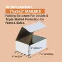 Box USA Shipping Boxes Small 7.125"L x 5"W x 3"H 50-Pack - Corrugated Cardboard Box for Moving, Mailing, Packing, Packaging and Storage