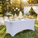 Smiry 2 Pack Spandex Table Cloth 6FT, Elastic Fitted Stretch Tablecloths, Washable and Wrinkle Free Rectangular Patio Table Cover for Outdoor, Wedding, Banquet & Parties (White, 72Lx30Wx30H Inch)