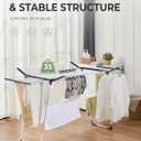 JS HANGER Extendable Clothes Drying Rack with Fold-Out Wings & Sock Clips, Expands from 41" to 67", Extra Wide Laundry Drying Rack Indoor Outdoor, Folding Rack for Clothes, Towels & Delicates