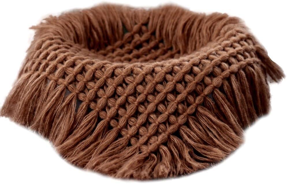 Newborn Baby Photography Props Blanket, Soft Baby Prop Blankets for Photography, Handmade Knitted Twist Wrap Posing Aid Backdrops (Dark Coffee)
