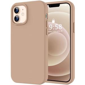LOVE 3000 Designed for iPhone 12 Case/iPhone 12 Pro Case, Premium Silicone with [Soft Anti-Scratch Microfiber Lining] Shockproof Protective Phone Case for Men Women Girls 6.1", Light Brown