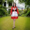 Colorful House Red Little Riding Hood Costume For Women, Christmas Halloween Party Dress with Cape Adult Role Playing (S)