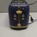 West Bend Timeless 2-Slice Toaster with 7 Browning Levels, Bagel/Waffle/Defrost Settings, High-Lift Lever, Anti-Jam, Easy-Clean Crumb Tray, 2-Slice, Blue/Gold