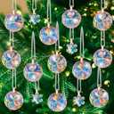 Worgree 16 Pcs AB Color Hanging Crystal Glass Christmas Balls Ornaments for Christmas Tree Decorations Set Thanksgiving Xmas Wedding Party Gifts Indoor Home Decor