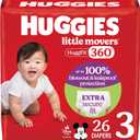Huggies Size 3 Baby Diapers, Little Movers HuggFit 360 Baby Diapers with 360 Waistband, Size 3 (16-28 lbs), 26 Count