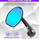 RACOONA Bar End Mirrors, Anti Glare Side View Mirrors for Motorcycle Handlebar, Fits Most with 7/8'' Handlebar (Blue Lense, Oval)