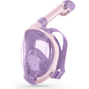 Greatever Snorkeling Gear for KidsIdeal Gifts of Kids Snorkel MaskFull Face Snorkel Mask Kids with Camera MountSafe Breathing for Enchanting Travel (A4-Pink Purple)