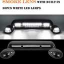 NPAUTO 3pcs Smoked Cab Marker Lights White 30 LED Roof Top Running Lights w/Wiring Pack Replacement for 2002-2007 Chevy Silverado GMC Sierra 1500 1500HD 2500 2500HD 3500 Truck