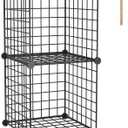 C&AHOME Wire Cube Storage, 2-Cube Storage Organizer Metal, C Grids Storage Bins Shelving, Modular Bookshelf Shelf, Closet Cabinet Ideal for Bedroom, Office 12.4”L x 12.4”W 24.8”H Black UWCS3002B