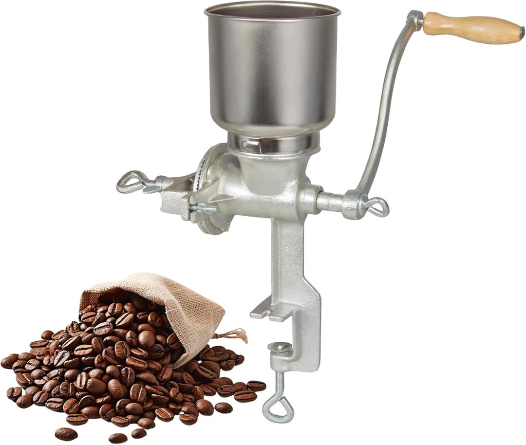 High Hopper Cast Iron Manual Grain Mill-Heavy Duty Grain Grinder, Coffee Grinder-Dry&Wet Grinding for Wheat, Grain
