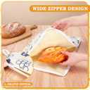 Hahafelt 2 Pack Beeswax Bread Bags for Homemade Sourdough Bread 17" x 13" Wide Zipper Access Organic Beeswax Linen Cotton Food Storage Bag with Sealing Zip to Keep Fresh(Bee)