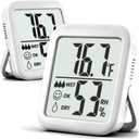 Antonki 2 Pack Room Thermometer for Home, Hygrometer Indoor Humidity Meter Gauge, Digital Temperature and Humidity Monitor Sensor for House, Terrarium, Incubator, Greenhouse - Battery Included (2 Pcs * Classic White ( 90%+ Choice for Home ))
