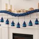Leinuosen 12 Pcs Christmas Tree Ornament 4.8 Inch Yarn Tassel Christmas Hanging Ornament Handmade Macrame Xmas Tree Decor (Blue)