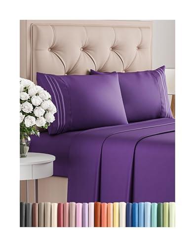 Amazon.com: Cal King Size 4 Piece Sheet Set - Comfy Breathable & Cooling Bed Sheets Set - Hotel Luxury Bedding for Women, Men, Kids, Teens, Boys & Girls - Deep Pockets, Soft and Wrinkle Free - Oeko-Tex - Purple : Home & Kitchen