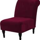 H.VERSAILTEX Armless Accent Chair Covers Thick Velvet Armless Chair Slipcovers High Stretch Chair Covers for Living Room Hotel Machine Washable Furniture Protector with Elastic Bottom, Burgundy