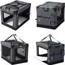 EliteField 4-Door Folding Soft Dog Crate, Aluminum Frame, Gray 54.0"L x 37.0"W x 45.0"H