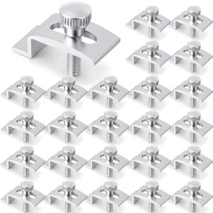 Blulu 24 Pcs T 8726 1/4 Inch Aluminum Storm Door Panel Clip Storm Window Screen Clips Screen Door Hardware(Aluminum)