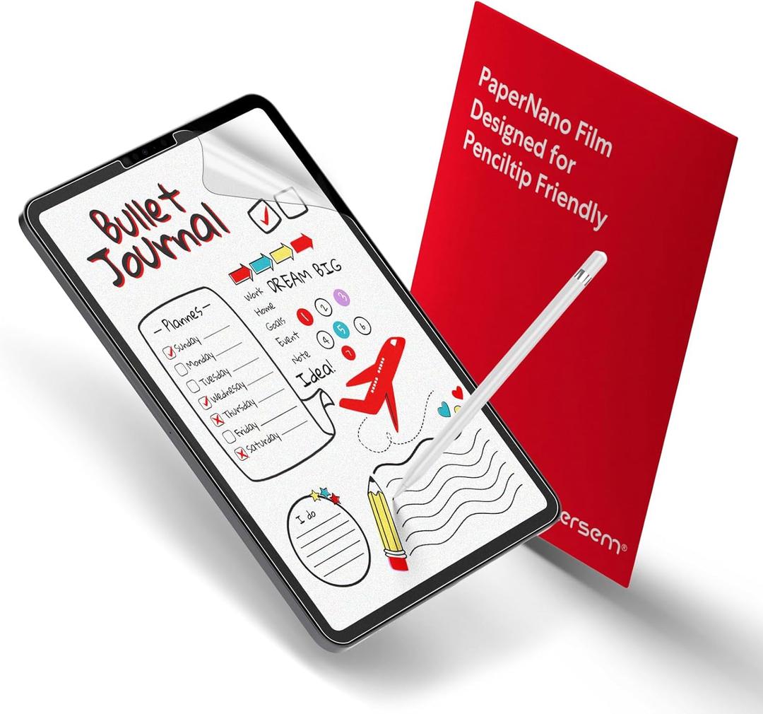 bersem 2 PACK Paperfeel Screen Protector for iPad Pro 11 inch (2022/2021/2020/2018 Models) / iPad Air 5th / 4th Generation (10.9 inch), Matte PET Film for Drawing, Anti-Glare, Easy Installation