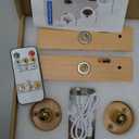 Battery Operated Led Wall Sconces, 2 Pack Wireless Wall Lights with Remote for Bedroom, 3 Color Temperature 360Rotatable Rechargeable Magnetic Wood Wall Lamp for Living Room Bedside (Beech Wood)