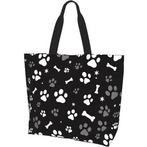 Women's Zipper Large Beach Tote, Cute Dog Design, Reusable for Travel, Work, Shopping