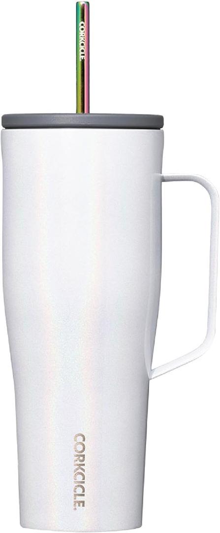Corkcicle Cold Cup XL Insulated Tumbler with Handle, Lid, & Straw, Berry Punch, 30 oz – Reusable Cupholder Friendly Water Bottle Keeps Drinks Cold 12hrs