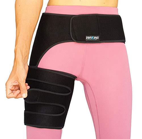 Zenkeyz Copper Compression Hip Brace, Groin Wrap for Pain Relief Thigh Compression Sleeve - Support for Hip Flexor Arthritis for Pulled Muscles-Sciatica Nerve Brace Injury for Men and Women, Right Leg