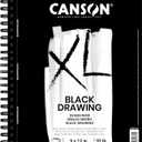 Canson XL Series Drawing Paper Pad, Black, 9x12 inch, Side Wire, 40 Sheets