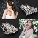 60 Pieces Bridal Wedding Hair Pins Silver Pearl Rhinestone Crystal Flower U Shape Clips Diamond Jewelry Updo Hair Barrettes Prom Styling Decorations Accessories for Brides Bridesmaids Women
